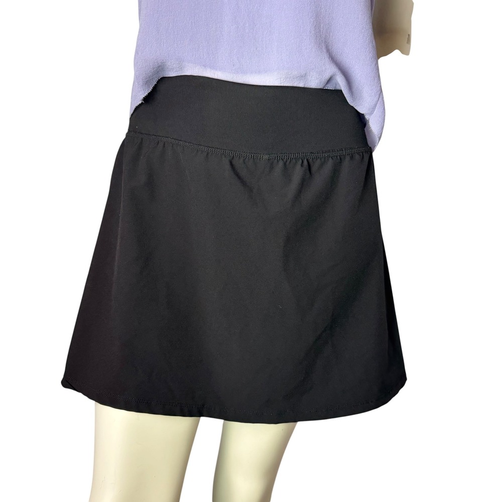 Los Ojos Activewear Skort Built-in Shorts Zip Pocket Black Tenniscore Sporty M